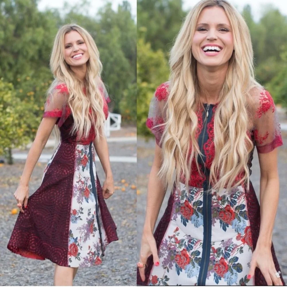 Byron Lars Winter Rose Dress Red Motif - Picture 5 of 16